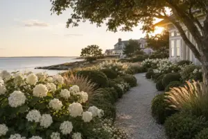 White hydrangea garden