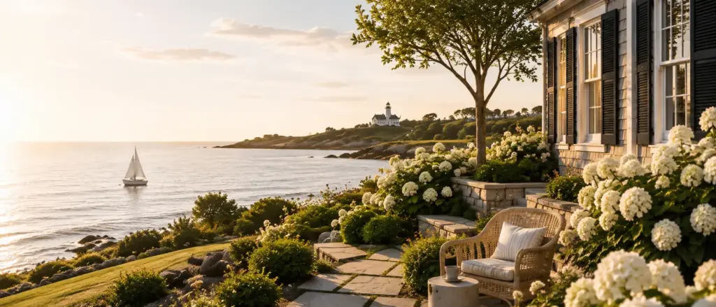 Elegant European garden in soft light