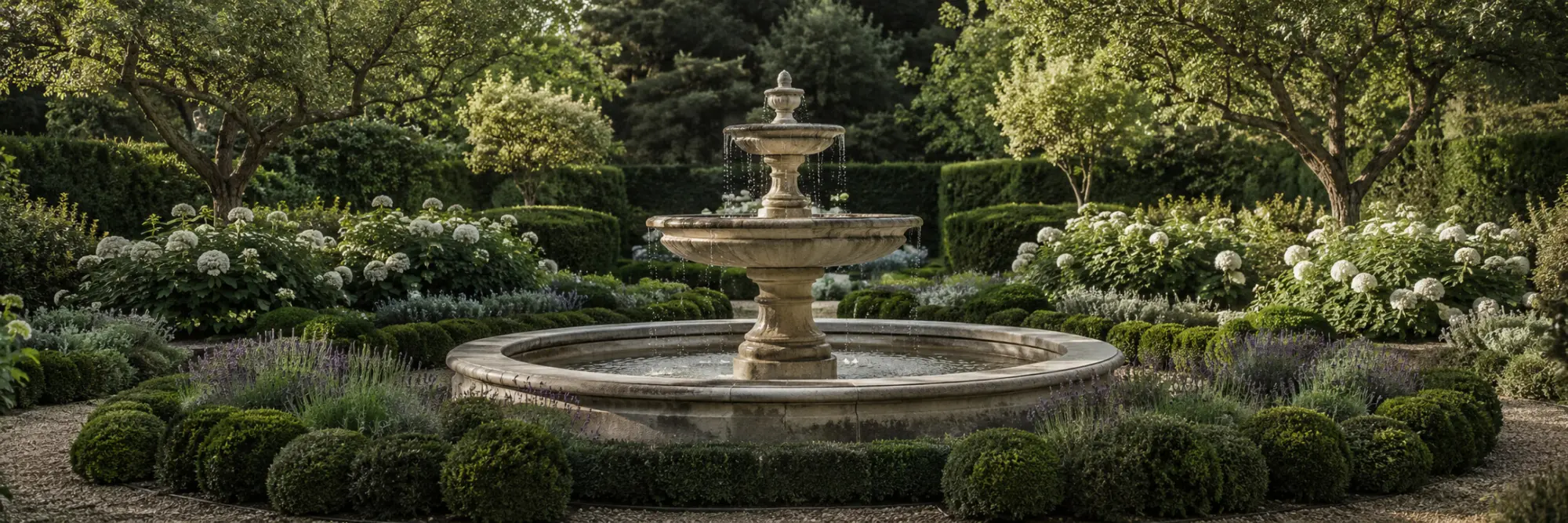 Timeless European garden water feature
